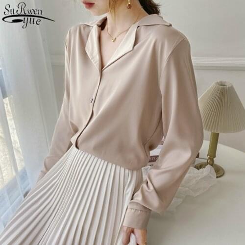 Korean Chic Loose Office Lady Style Suit Lapel Collar Fashion Long Sleeve Womens Shirt Autumn Vintage Solid Top Female 11092