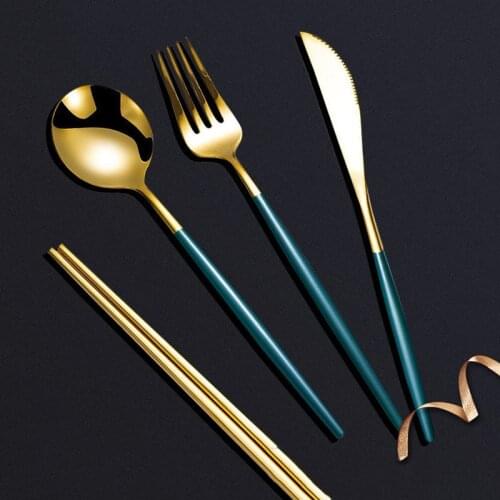 1pc 304 Stainless Steel Kitchen Tableware Luxury Silver Gold Dinnerware Dinner Knife Fork Tea Spoon Dinner Kit Dishwasher Safe