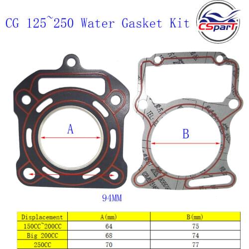67mm Cylinder Gasket Kit water cooled 250CC Zongshen Shineray Bashan Taotao Dirt Pit Bike ATV Quad