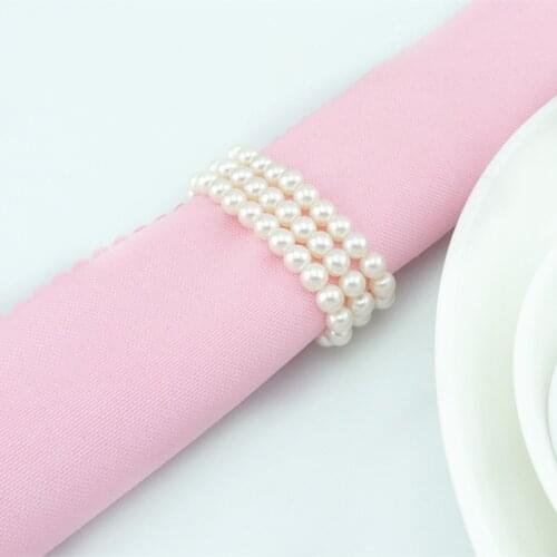 Free Shipping 6Pcs Pearl Rhinestone Napkin Ring For Wedding Party Hotel Banquet Table Decoration Supply Towel Ring Napkin Holder