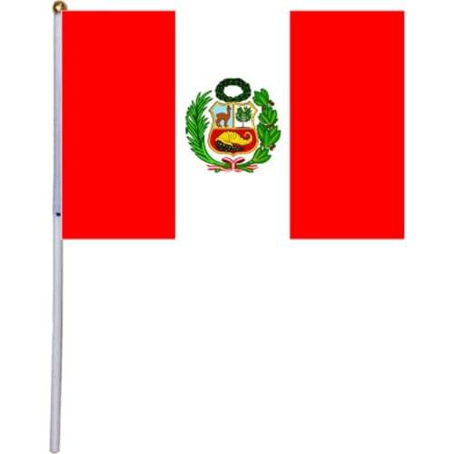Free shipping xvggdg 100pcs 14 * 21cm peru hand flag peru Hand Waving National Flag
