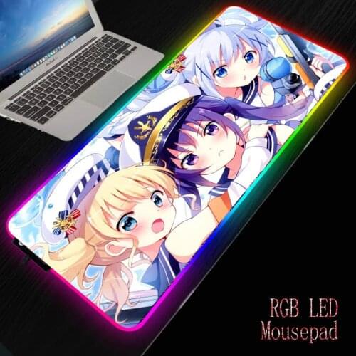 XGZ Gochiusa Anime Girl Large Mouse Pad Big Computer Gaming Mousepad Anti-slip Natural Rubber with Locking Edge Gaming Mouse Mat