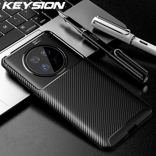 KEYSION Phone Case for Huawei Mate 40 Pro Carbon Fiber Texture Silicone Shockproof Phone back Cover For Mate 40 Pro + Plus 30 20