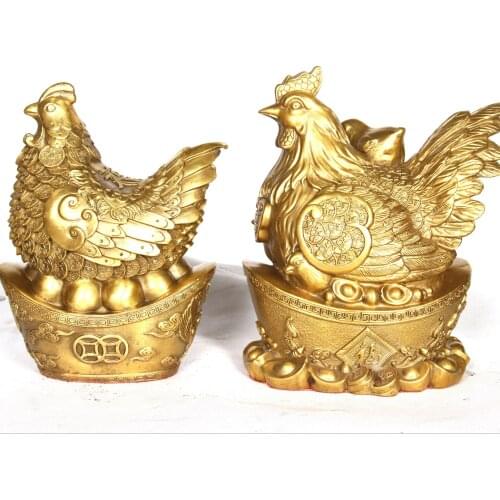 Pure Copper Yuan Bao Yuanbao Chicken Ornaments Home Office Blessing Get Rich Bring Wealth and Fortune ingot Statue