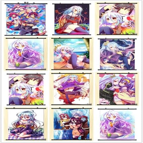 Coscase Japanese Anime NO GAME NO LIFE Jibril Sora Hatsuse Izuna Home Decor Wall Scroll Poster Decorative Pictures
