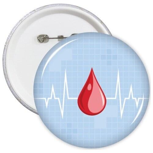 Electrocardiogram Blood Design Pattern Round Pins Badge Button Clothing Decoration 5pcs Gift