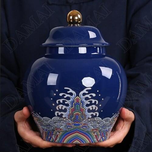 European Ceramic Storage Jar Enamel Painting Coffee Table Seal Tea Caddy Kitchen Cereal Dispenser Home Decoration Modern