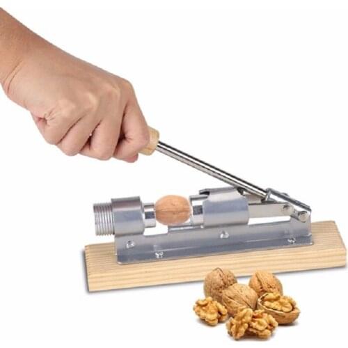 Stainless Steel Nutcracker With Wooden Handle Multi-Function Nut Cracker Sheller Walnut Cracker Plier Metal Opener Kitchen Tool