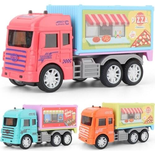 Boy toy Cartoon inertia vending car model children gift cart Dining Van Hamburger Pizza truck Ice cream shop Car