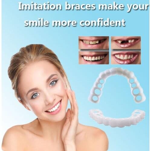 Denture Teeth Whitening Fake Tooth Cover Comfort Fit Snap on Silicone Beauty Veneers Teeth Upper Cosmetic Dentures False Teeth
