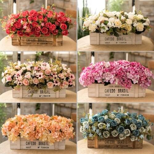 American style imitation flower and wood fence ornament artificial flower decoration flower bundle set potted plant