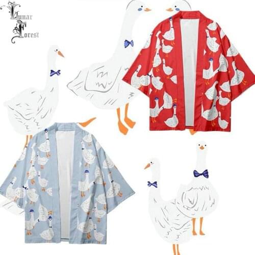 Funny White Duck 3D Printing Japanese Kimono Haori Yukata Women/Men Harajuku Fashion Summer Casual Cool Short Sleeve Streetwear