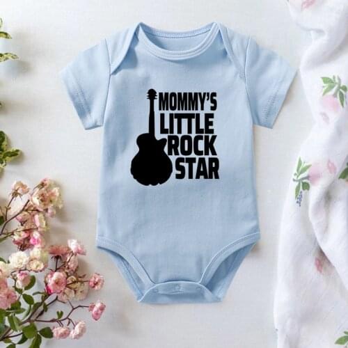 Top Fashion Mommys Little Rock Star Letter Print Bodysuits Summer 100%Cotton Short Sleeve Newborn Boys Girls Rompers