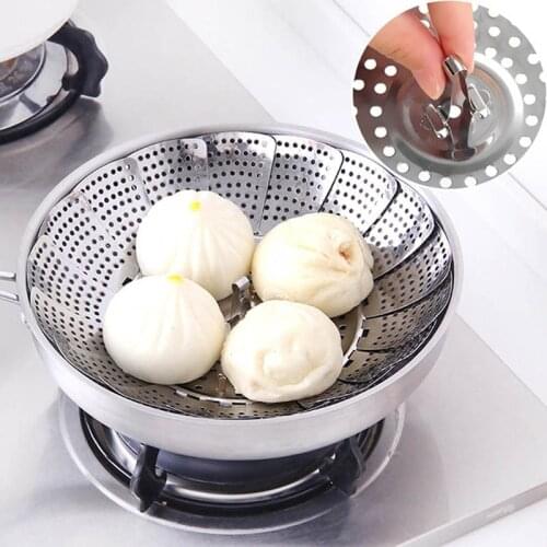 Kitchen Steaming Basket Kitchen Cookware Stainless Steel Steaming Basket Foldable Fruit Vegetable Holder Drainer Dish Steamer