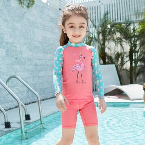 2-8 Years Baby Girl Swimsuit Cartoon Bathing Suits For Children Two Pieces Swimwear Beach Bikini Set Girls Biquini Infantil Suit