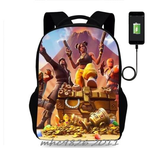 Cute Kids Fortnite Game USB Backpack Printed Children School Bags Cool Pattern Child Bookbags Daily Rucksack Start School Gift