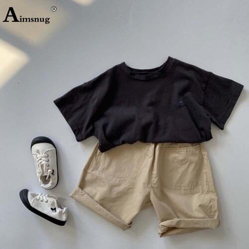 Fashion T-shirt Kids Clothes Unisex Boys Girls Short Sleeve Tees Children Simple Shirt Kpop Style 2021 Summer Leisure Cotton Top