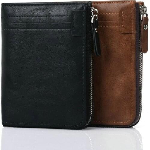 2020 Fashion New Men Wallets PU Leather Short Coin Purse Small Wallet Mens Purse Zipper Coin Pocket Card Holder