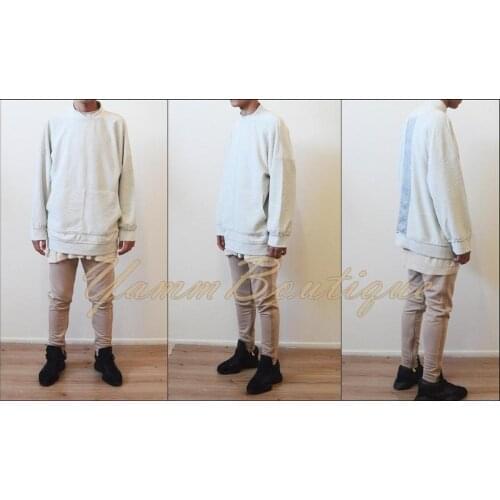 Mens Reversed Terry Cross Crewneck Kangaroo Pocket Hoody Hoodie - Loose Made