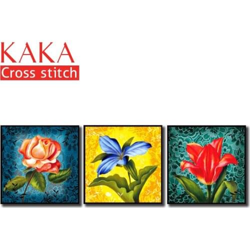 Cross stitch kits,Embroidery needlework sets with printed pattern,11CT-canvas for Home Decor Painting,Flowers Full NCKF035