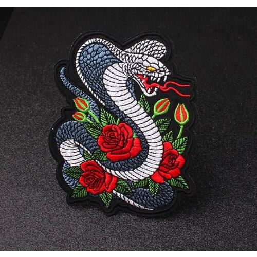 Cobra Kai Flower Patch Punk Biker Embroidered Patches On Clothes Hippie Iron On Patches For Jacket Accessories Embroidery Parche