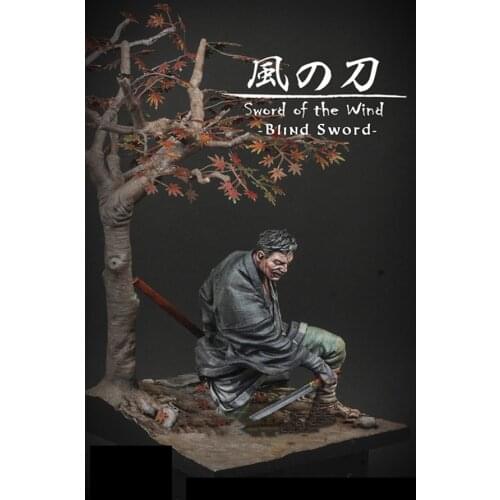 New Unassembled 1/24 75mm the ancient soldier of Blind Sword Samurai 75mm Resin Kit DIY Toys Unpainted resin model