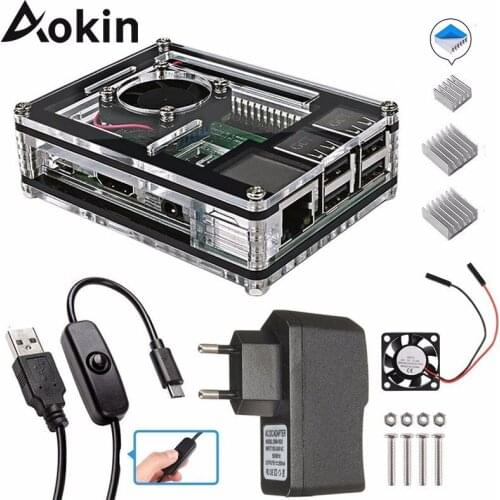 New Raspberry Pi 4 Case 9 Layers Acrylic Box Case Shell Cover With Cooling Fan For Raspberry Pi 4 3 Model B 3B Plus