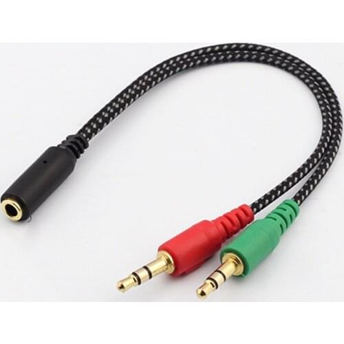 21cm Headphone Earphone Audio Cable Micphone Y Splitter Adapter 1 To 2 Connected Cord Transfer To Laptop PC