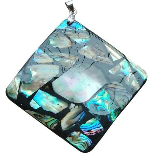 Free Shipping Women Fashion Jewelry New Zealand Abalone Shell Rhombus Pendant Bead D0143
