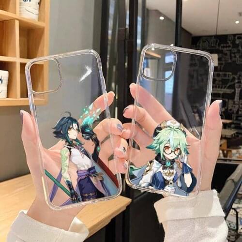 Anime genshin impact Phone Case Transparent for iPhone 6 7 8 11 12 s mini pro X XS XR MAX Plus SE cover funda