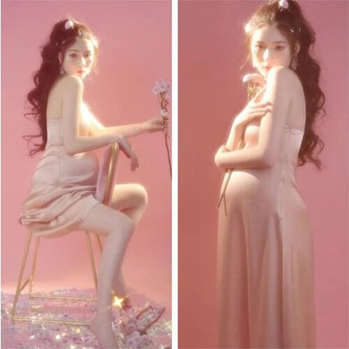 Women Photography Props Maternity Dresses Sleeveless Thin Strap Pregnancy Elegant Dress Studio Photoshoot Photo Clothes Costume