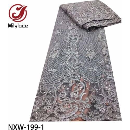 Luxury Embroidery Tulle Lace Fabric French Mesh Lace Fabric Nigeria Lace for Wedding Dress /evening Dress 5yard NXW-199
