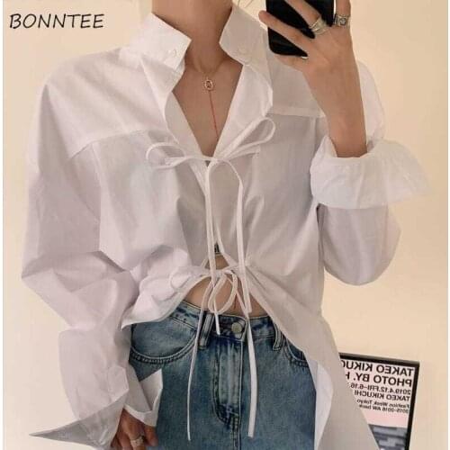 Shirts Women Long Sleeve Solid Spring Office Lady Back Slit Design BF Style Streetwear Vintage All-match Lesiure Femme Clothing