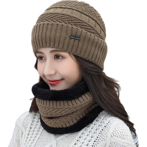 3Pcs Scarf and Hat Winter Women Knitted Pompom Beanie Hat Thick Warm Cap Scarf Set Winter Women Accessories warm wool yarn new