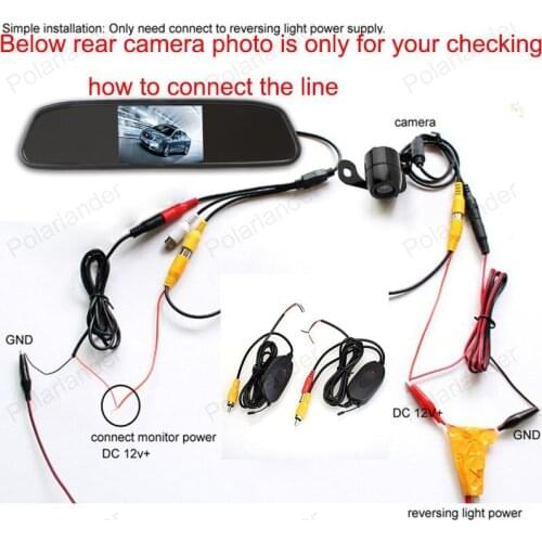 Wide angle lens night vision breverse parking camera with 4.3 inch tft lcd Rear view Mirror Monitor kit
