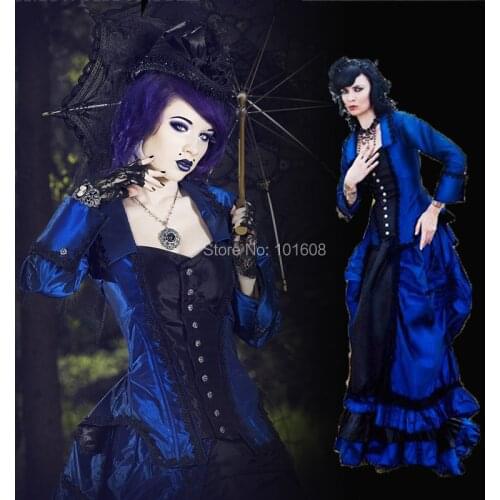 Tailored!Eras Blue Civil war Southern Belle dress Halloween Cosplay Marie Antoinette Renaissance Gothic Historical dress HL-489