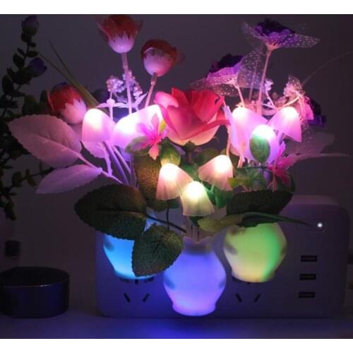 Multicolor Night Pot LED Night Light Romantic Colorful Mushroom Lamp Energy-saving Bedroom Lamp Home Night Light Wall Light