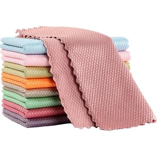Fish Scale Microfiber Cleaning Cloth Efficient Anti-grease Wiping Rag Super Absorbent Home Washing Dish Kitchen Cleaning Towel