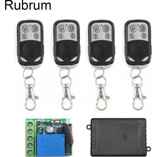 Rubrum 433Mhz Universal Wireless Remote Switch Control DC 12V 1CH Relay Receiver Module + RF Transmitter Lock Control Room Light