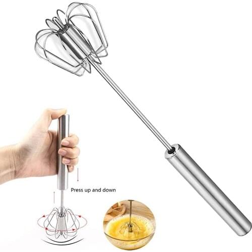 Egg Beater Manual Blenders Cream Semi-Automatic Household Milk Mixer Miniature Hand-Held Stainless Steel Beater Egg