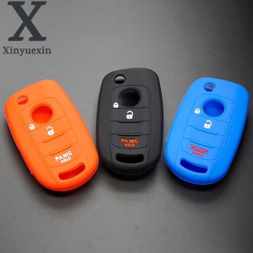 Xinyuexin Replacement Silicone Car Key Case Fob for Fiat 500 500x 2+1 Button Flip Folding Remote Shell Car Styling