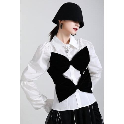 Bow Blouse Women Summer Tops 2021 White Crewneck Short Sleeve White Shirt Korean Fashion Designer