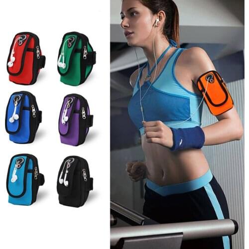 1Pc Women Running Mobile Phone Armband Bag Wrist Phone Pouch Waterproof Sports Arm Band Zipper Armbands Bags With Headphone Plug