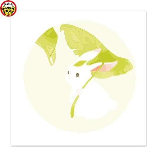 Painting by numbers art paint by number Study painting Digital Painting Living room painting Small rabbit Leaves Leaves as umbre
