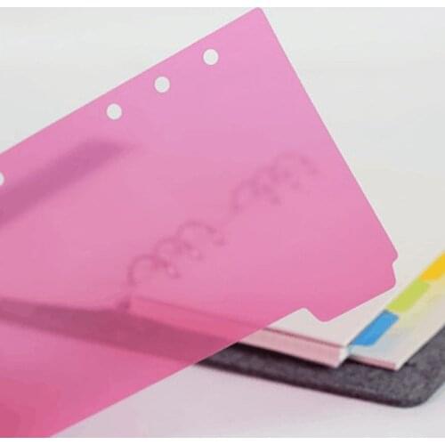 1Set A5 A6 Loose Leaf Binder Index Separator PP Colorful 6 Hole Page Dividers