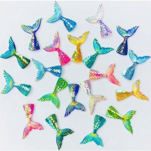 10Pcs Resin Lovely Shiny Fish Tail With Color Plating Flatback Cabochon Scrapbook Kawaii DIY Embellishments Accessories