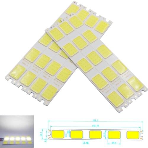 10pcs/lot new led cob strip 12v dc 151*16.5mm bulb light cold white daytime running light cob led strip source for 12V DIY light