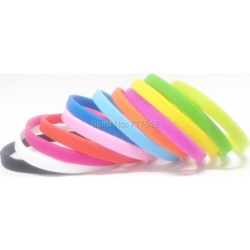 100pcs thin solid Blank Plain simple Silicone Wristbands Bracelets free shipping by ePacket