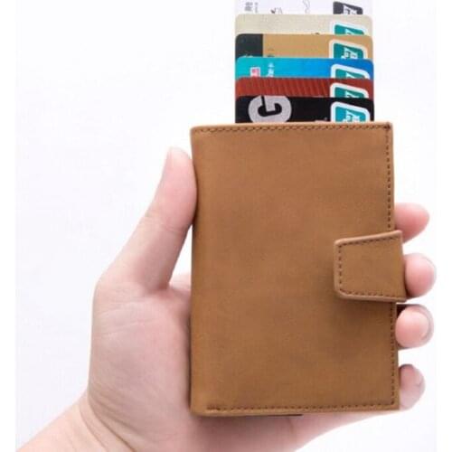 2020 Antitheft RFID Leather Wallet Automatic Slide Credit Card Coin Purses Rfid ID Bank Card Holders for Men Women Money Bag