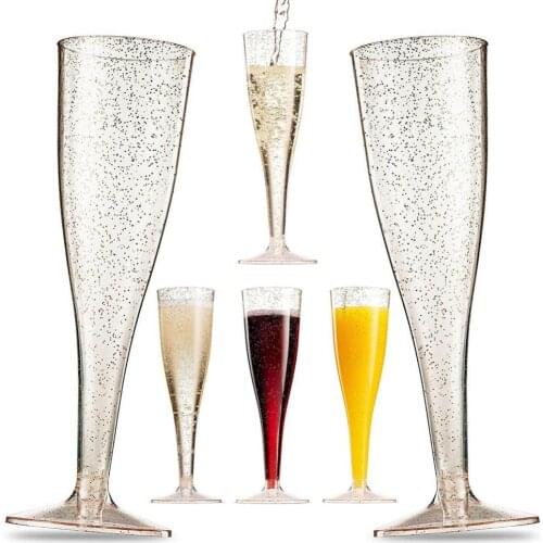 40%HOT5Pcs Plastic Disposable Wine Goblet Outdoor Party Beer Juice Drink Champagne Cup